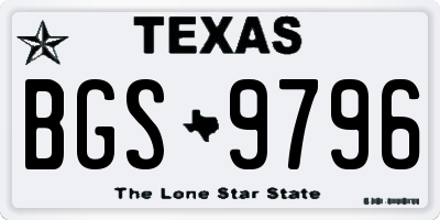 TX license plate BGS9796