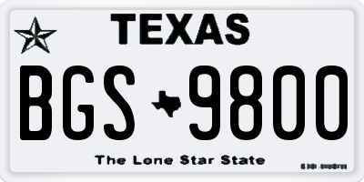 TX license plate BGS9800