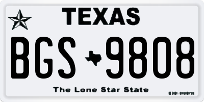 TX license plate BGS9808