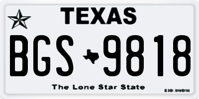 TX license plate BGS9818