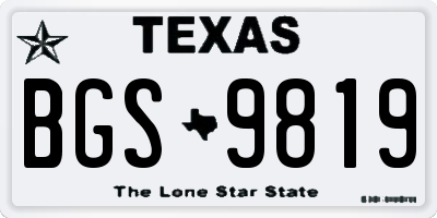 TX license plate BGS9819