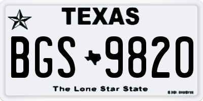 TX license plate BGS9820