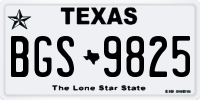 TX license plate BGS9825