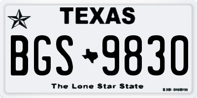 TX license plate BGS9830