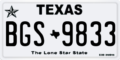 TX license plate BGS9833
