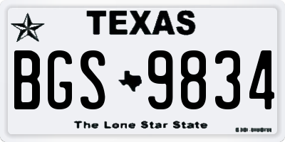 TX license plate BGS9834