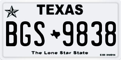TX license plate BGS9838