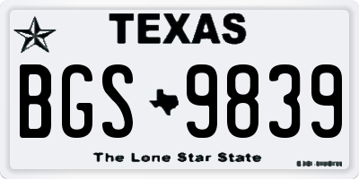 TX license plate BGS9839