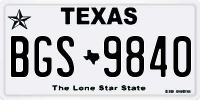 TX license plate BGS9840