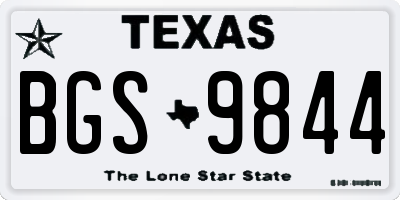 TX license plate BGS9844