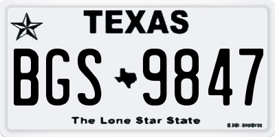 TX license plate BGS9847