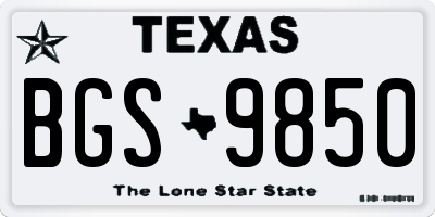 TX license plate BGS9850