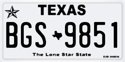 TX license plate BGS9851