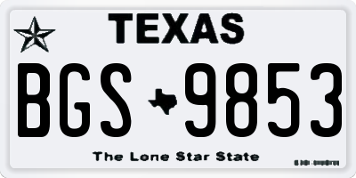 TX license plate BGS9853