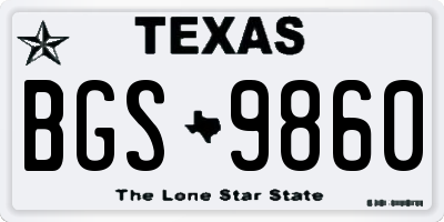 TX license plate BGS9860
