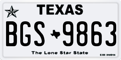 TX license plate BGS9863