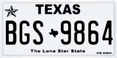 TX license plate BGS9864