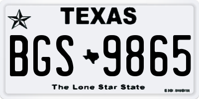 TX license plate BGS9865