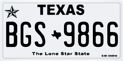 TX license plate BGS9866