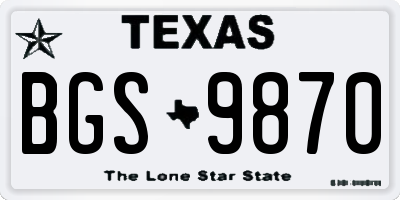 TX license plate BGS9870