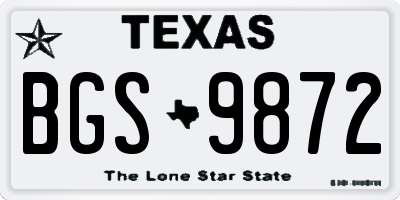 TX license plate BGS9872