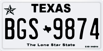 TX license plate BGS9874
