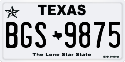 TX license plate BGS9875