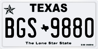 TX license plate BGS9880