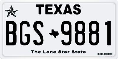 TX license plate BGS9881