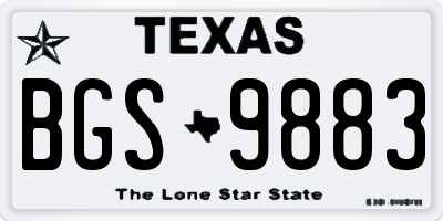 TX license plate BGS9883