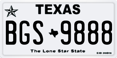 TX license plate BGS9888