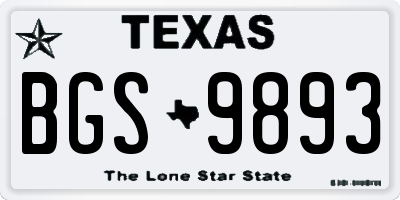 TX license plate BGS9893