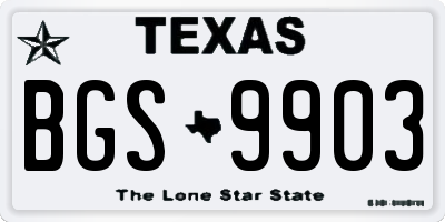 TX license plate BGS9903