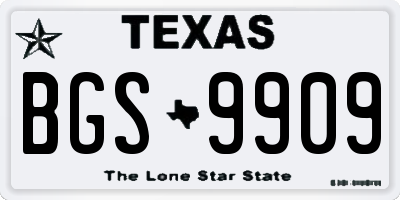 TX license plate BGS9909