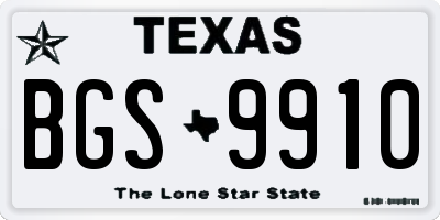 TX license plate BGS9910