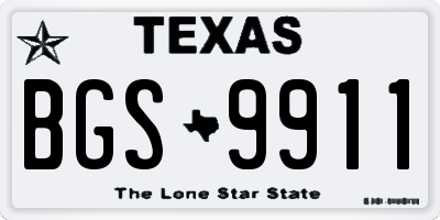 TX license plate BGS9911