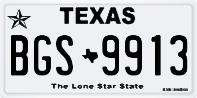 TX license plate BGS9913