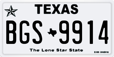 TX license plate BGS9914