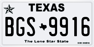 TX license plate BGS9916