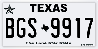 TX license plate BGS9917
