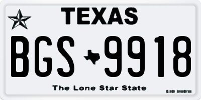 TX license plate BGS9918