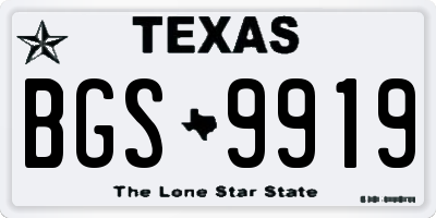 TX license plate BGS9919