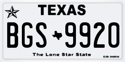 TX license plate BGS9920