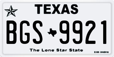 TX license plate BGS9921