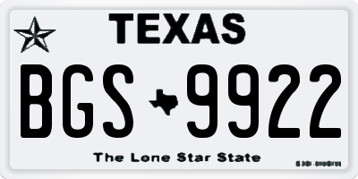 TX license plate BGS9922