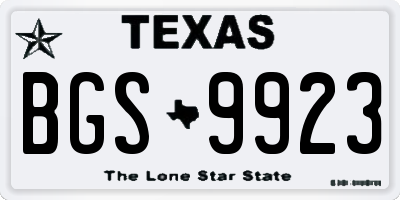TX license plate BGS9923