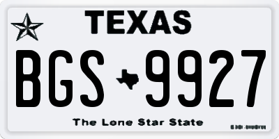 TX license plate BGS9927