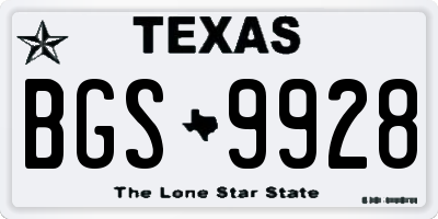 TX license plate BGS9928