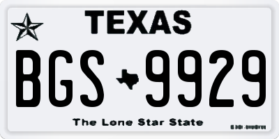 TX license plate BGS9929
