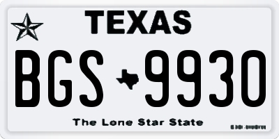 TX license plate BGS9930